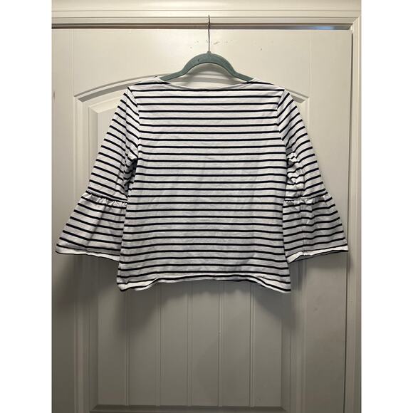 Draper James Women’s Corey Bell Sleeve Nautical Striped Top Size S White‎ Blue - Picture 5 of 5